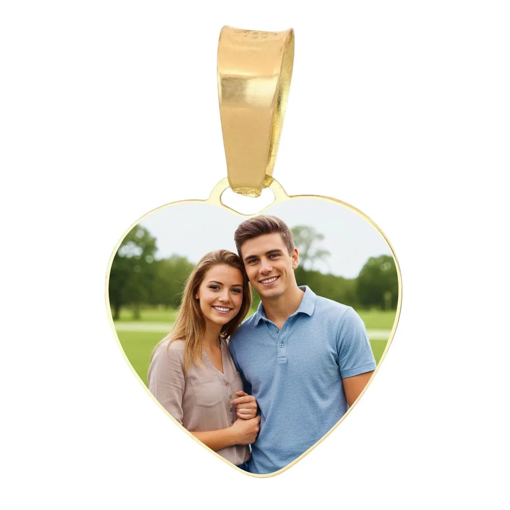 Medaglia cuore in oro giallo 18kt personalizzabile a colori