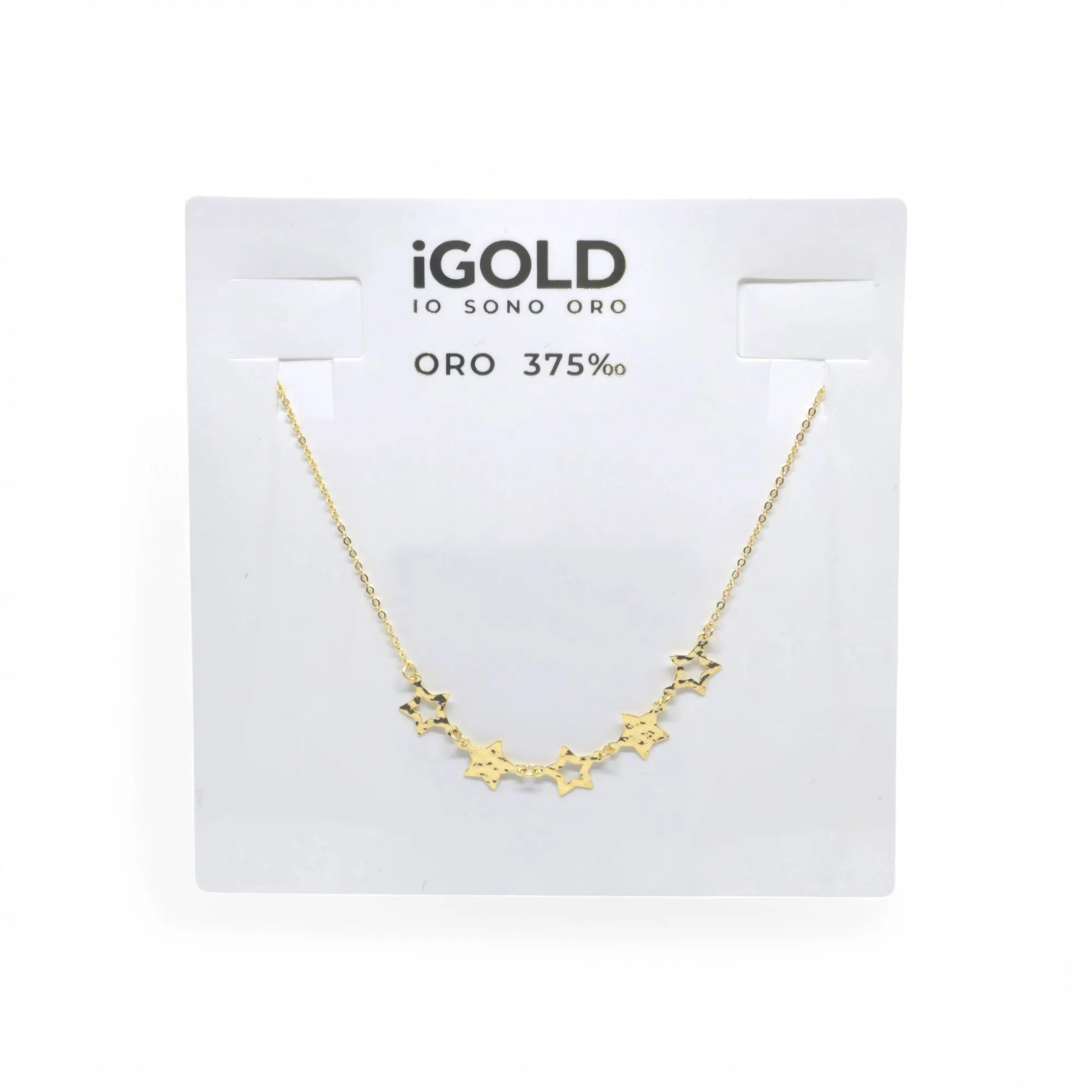 Collana donna girocollo con stelle in oro giallo 9 kt
