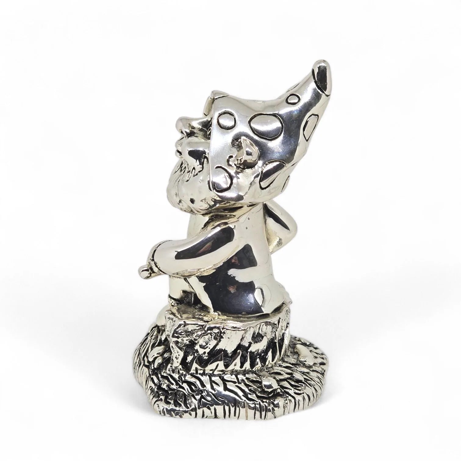 Statuetta in argento gnomo portafortuna
