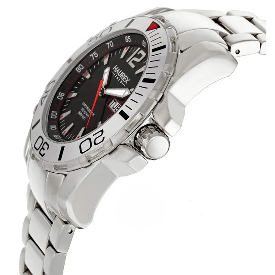 Haurex Italy Caimano Black Dial Watch #7A354UNR- Orologio da uomo