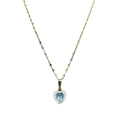 Collana Cuore in Oro 18Kt con Zirconi Blu e Bianchi Eleganza senza Tempo