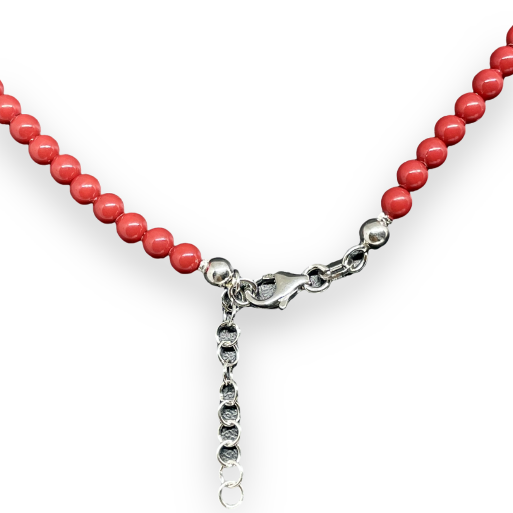 Collana con pietre in pasta di corallo rosso 4mm