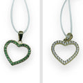 Ciondolo donna con cuore di zirconi bianco e verde in Oro Giallo 375 9KT (double face)