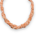 Collana con 5 fili di corallo rosa Oro 750 18KT