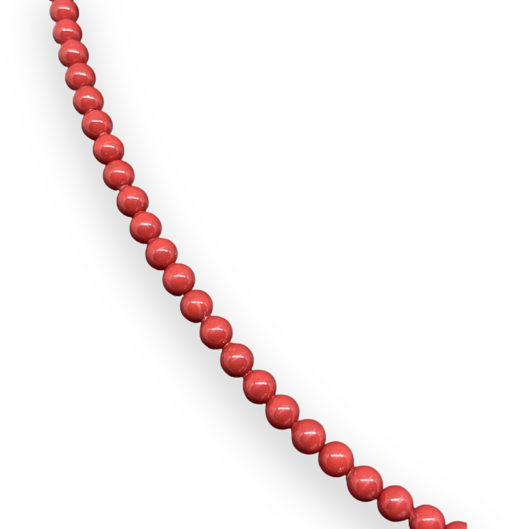 Collana con pietre in pasta di corallo rosso 4mm