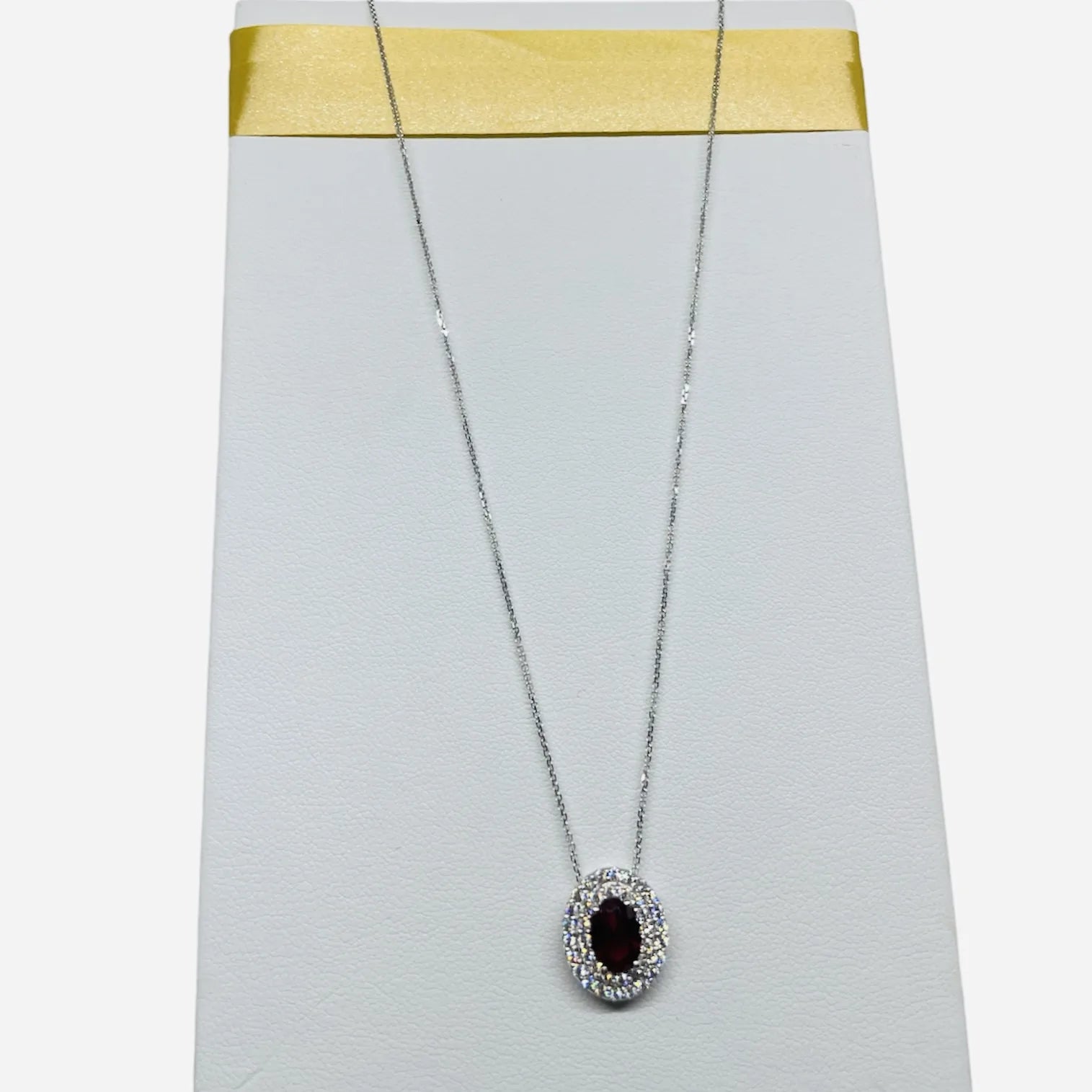 Collana iGold con punto luce ovale rosso Oro Bianco 375 9KT