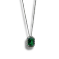 Collana iGold con punto luce rettangolare verde Oro Bianco 375 9KT