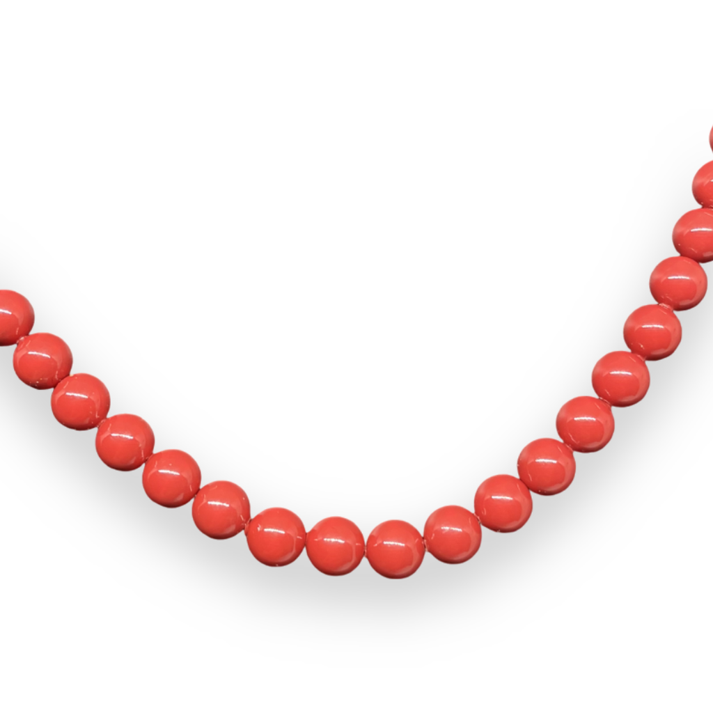 Collana con pietre in pasta di corallo rosso 6mm