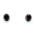 Orecchini iGold con punto luce ovale rosso Oro Bianco 375 9KT