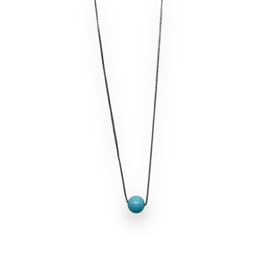 Collana in argento con pietra circolare turchese