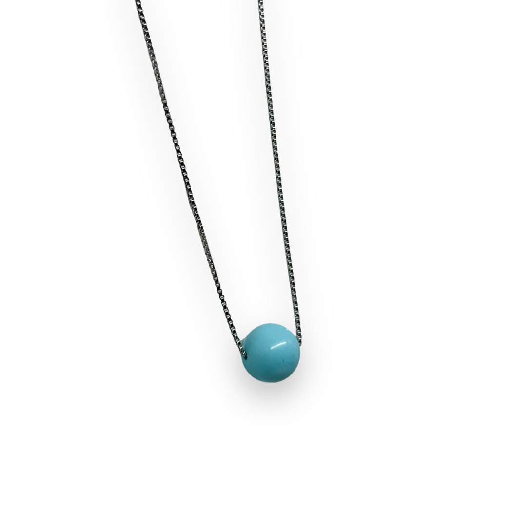 Collana in argento con pietra circolare turchese