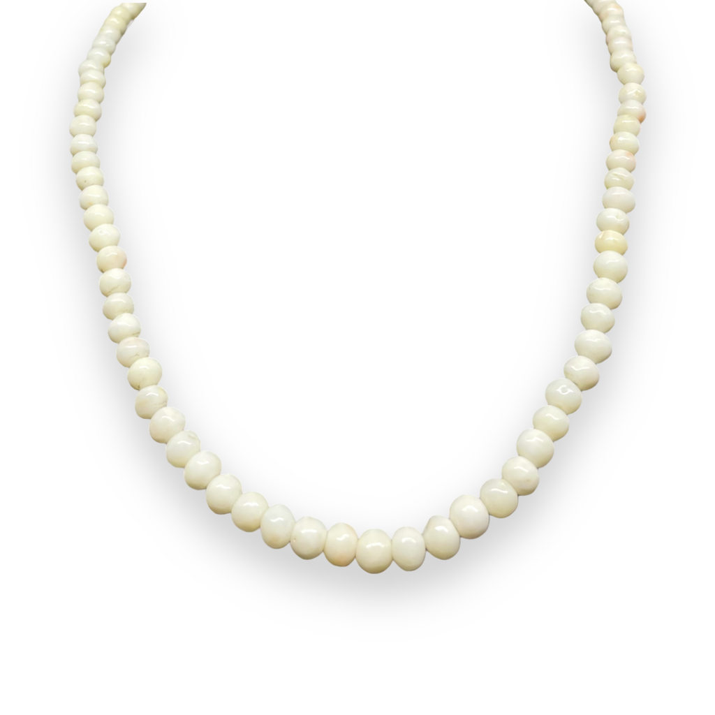 Collana con pietre di corallo rosa 6mm con chiusura in Oro 750 18KT
