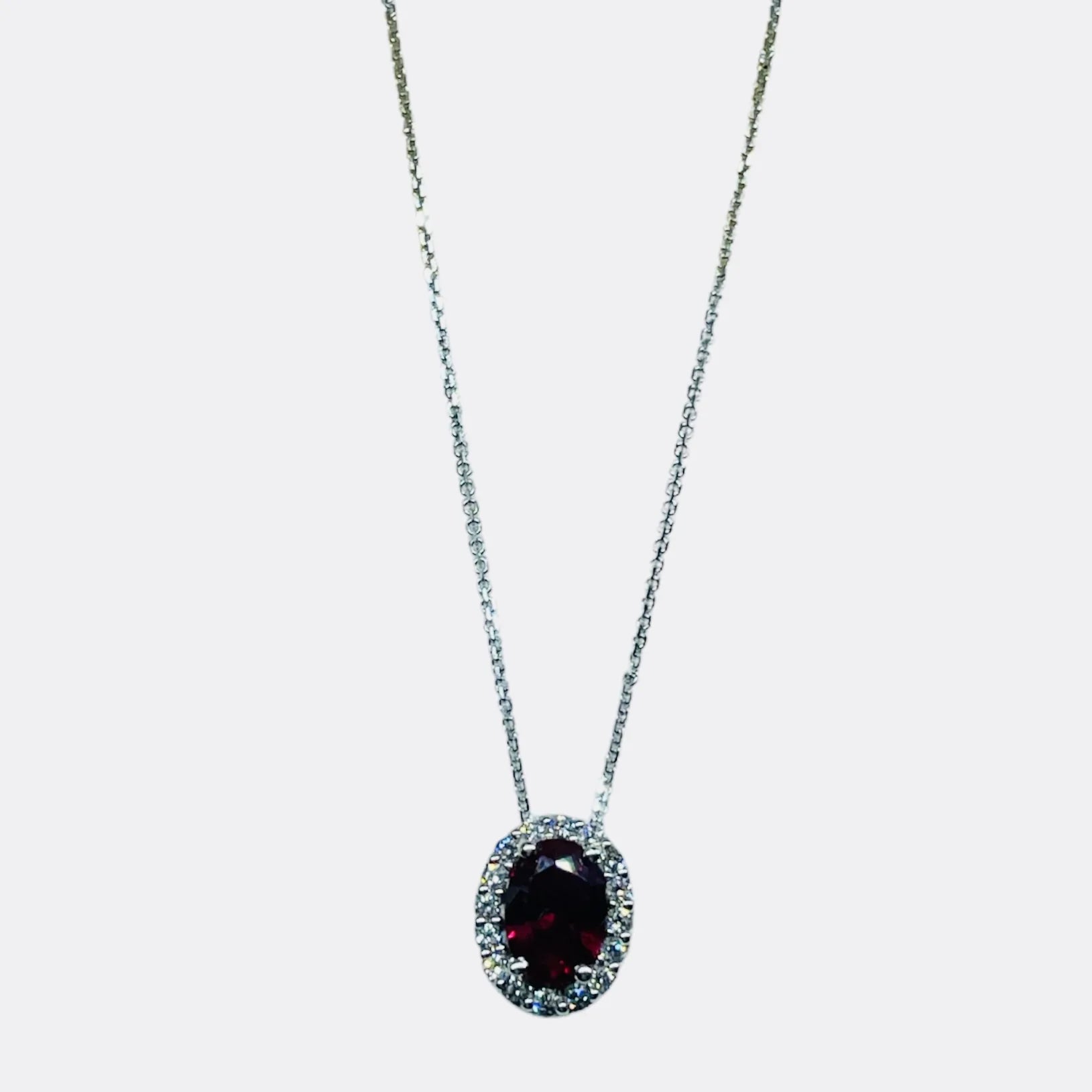 Collana iGold con punto luce ovale rosso Oro Bianco 375 9KT