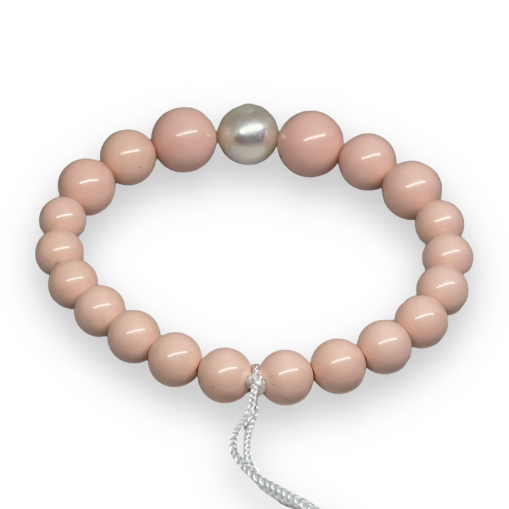 Bracciale in corallo rosa con perla bianca PBR2564Y