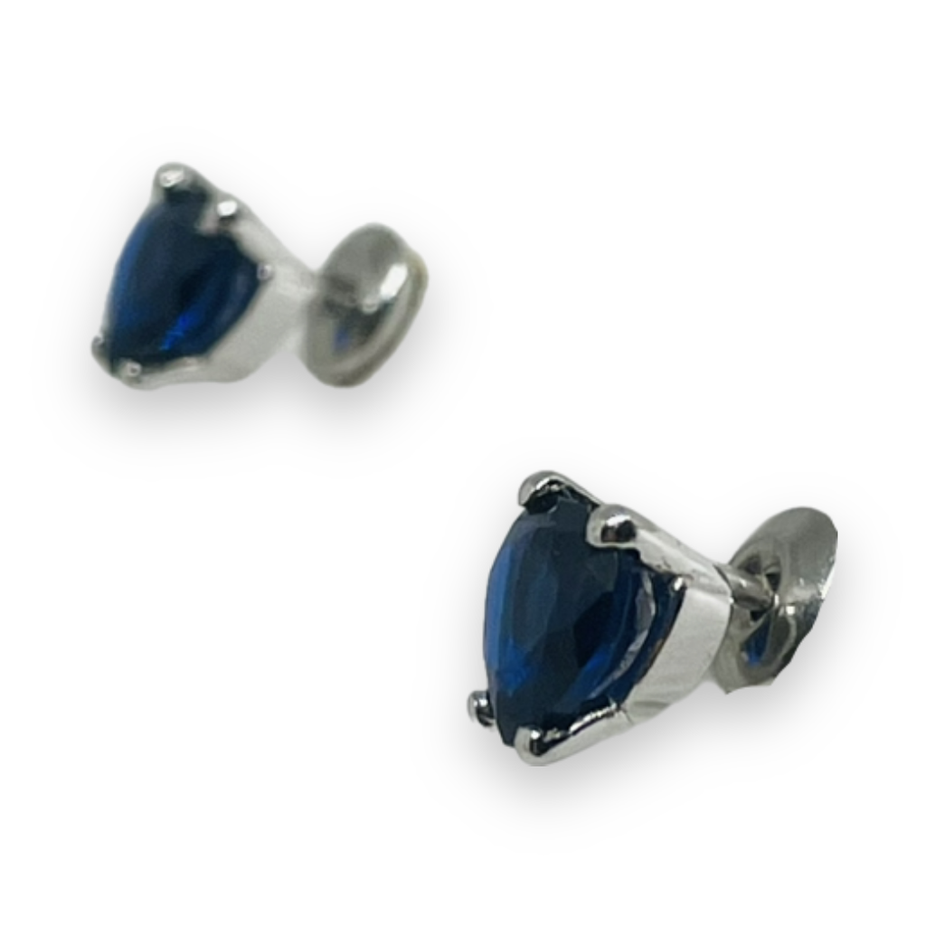 Orecchini iGold con cuore blu Oro Bianco 375 9KT
