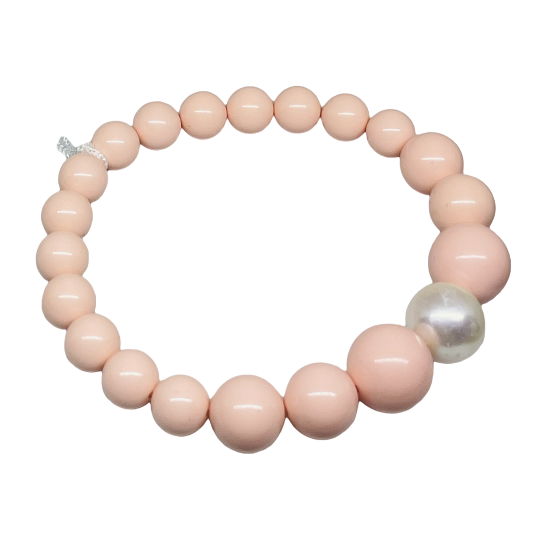 Bracciale in corallo rosa con perla bianca PBR2564Y