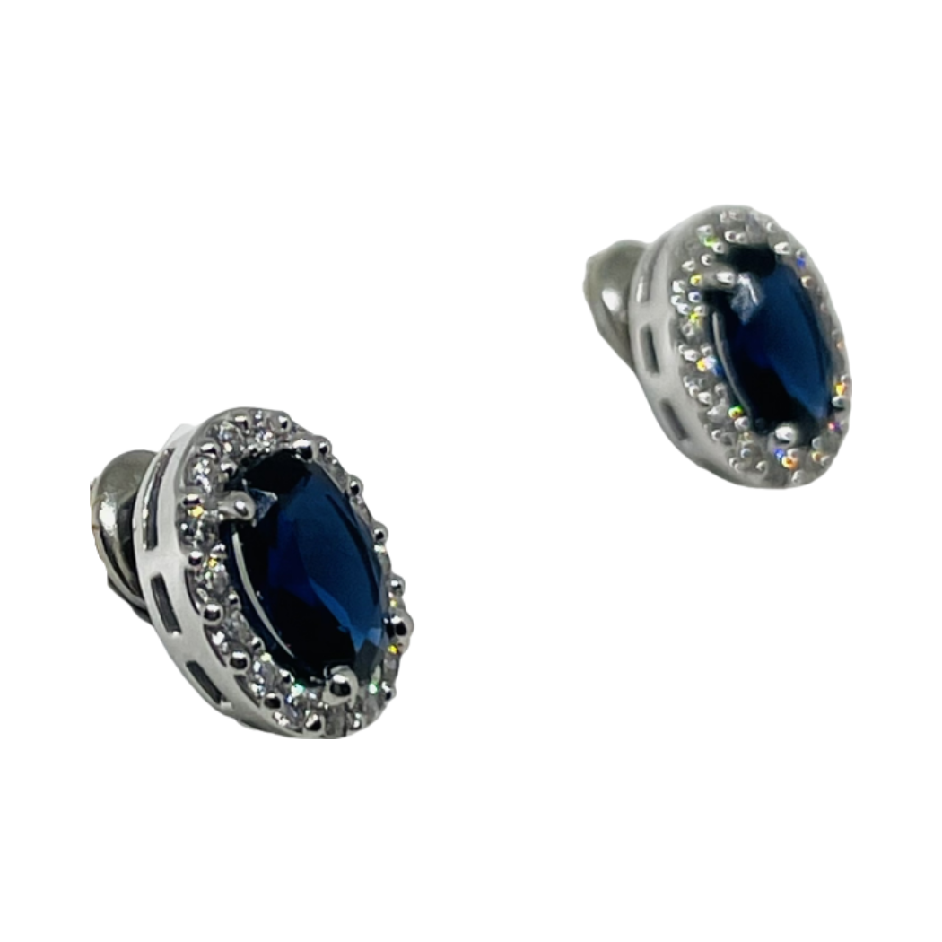 Orecchini iGold con punto luce blu Oro Bianco 375 9KT