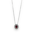 Collana iGold ovale grande con punto luce rosso in Oro bianco 375 9Kt