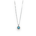 Collana in argento con ciondolo circolare in pietra turchese e zirconi bianchi
