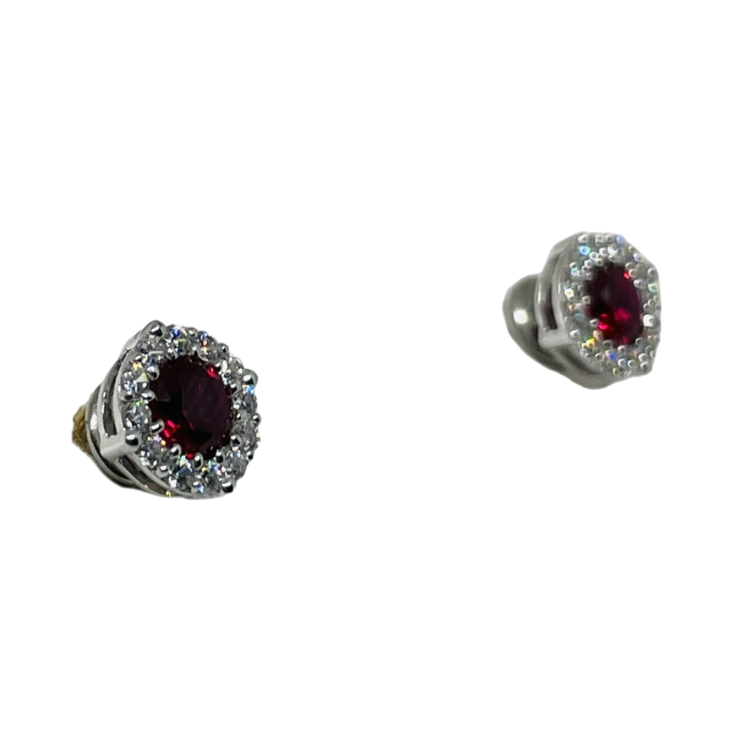 Orecchini iGold con piccolo punto luce rosso Oro Bianco 375 9KT
