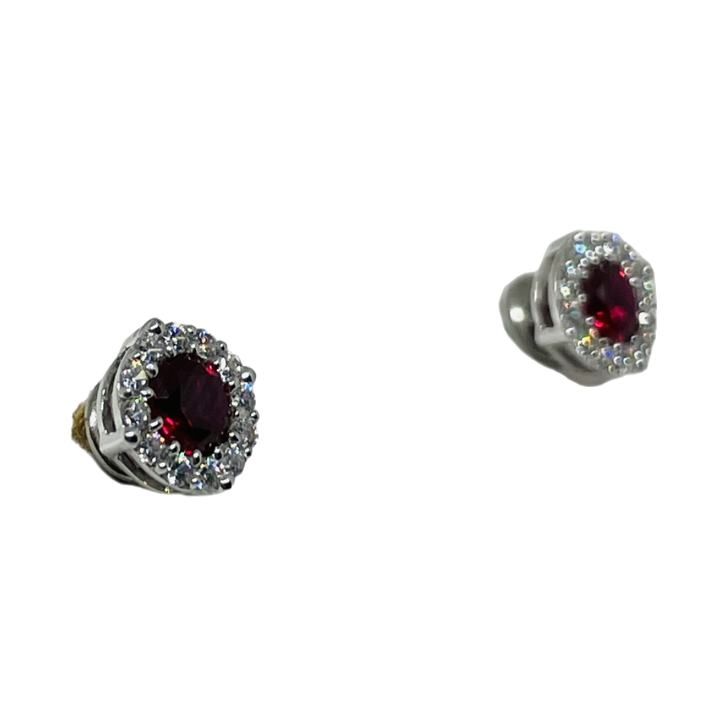 Orecchini iGold con piccolo punto luce rosso Oro Bianco 375 9KT