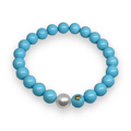 Türkis-Armband mit 8mm weißer Perle