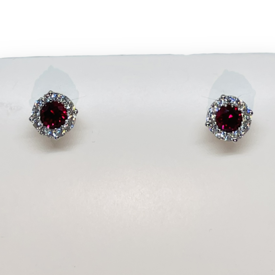 Orecchini iGold con piccolo punto luce rosso Oro Bianco 375 9KT