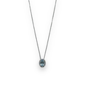 Collana iGold con punto luce celeste ovale in Oro bianco 375 9Kt