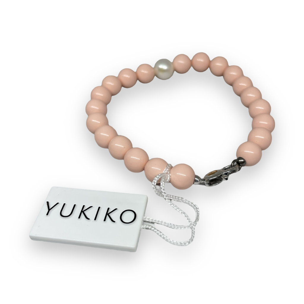 Bracciale in corallo rosa con perla bianca PBR2085YV
