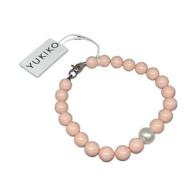 Bracciale in corallo rosa con perla bianca PBR2085YV