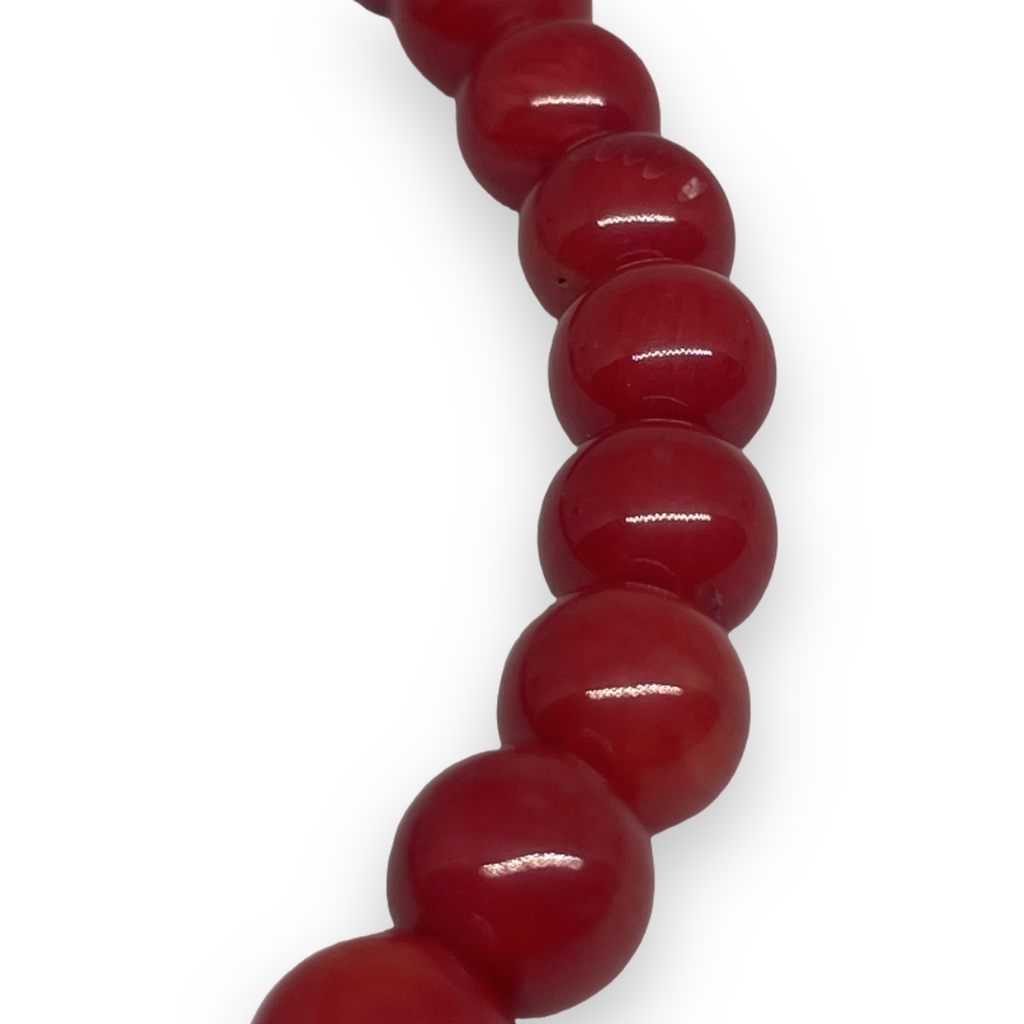 Bracciale con pietre di pasta di corallo rosso 6mm