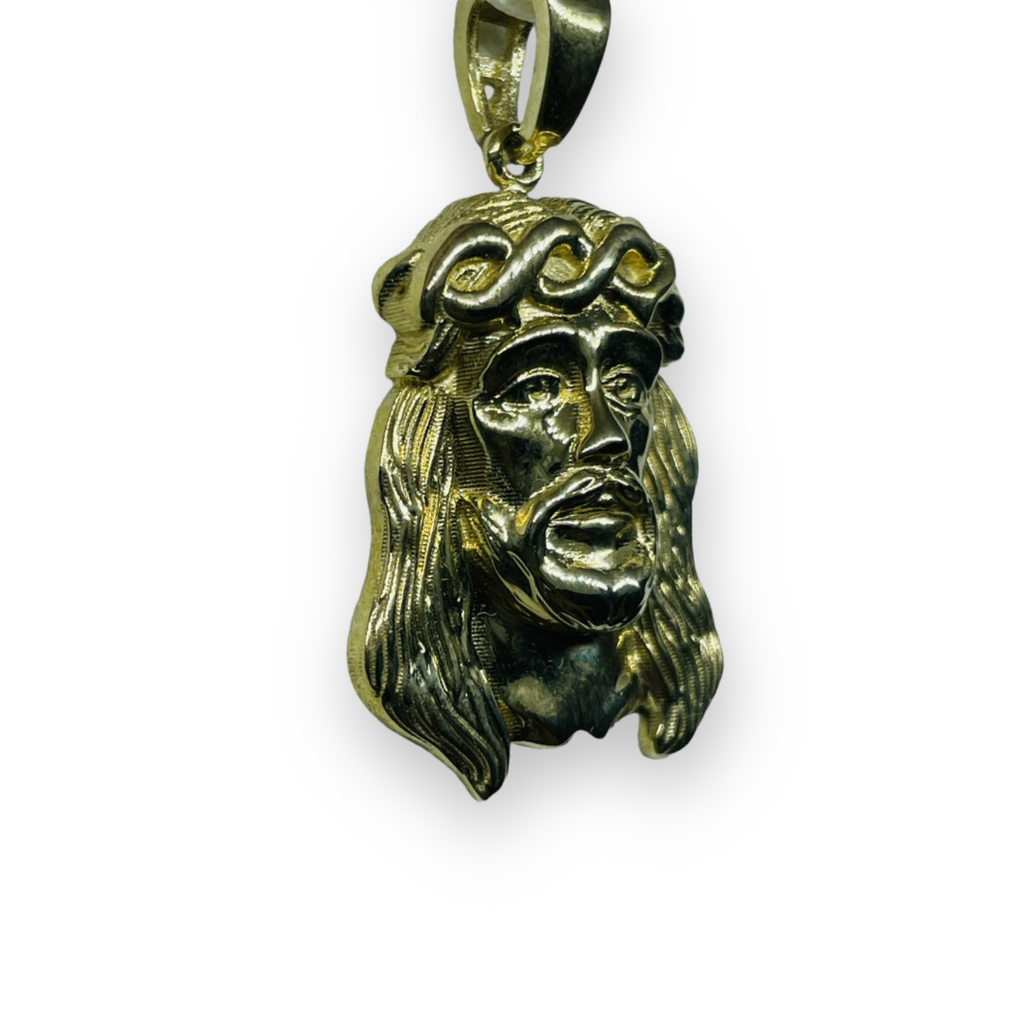 Ciondolo con testa di Cristo Gesù Oro Giallo 375 9KT