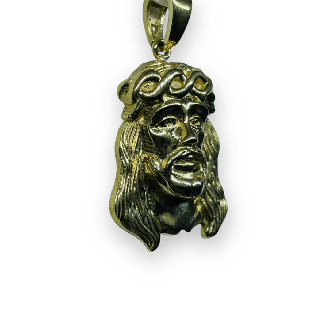 Ciondolo con testa di Cristo Gesù Oro Giallo 375 9KT