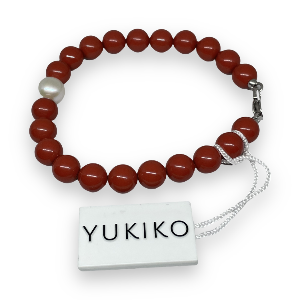 Bracciale in corallo rosso con perla bianca PBR1799YV