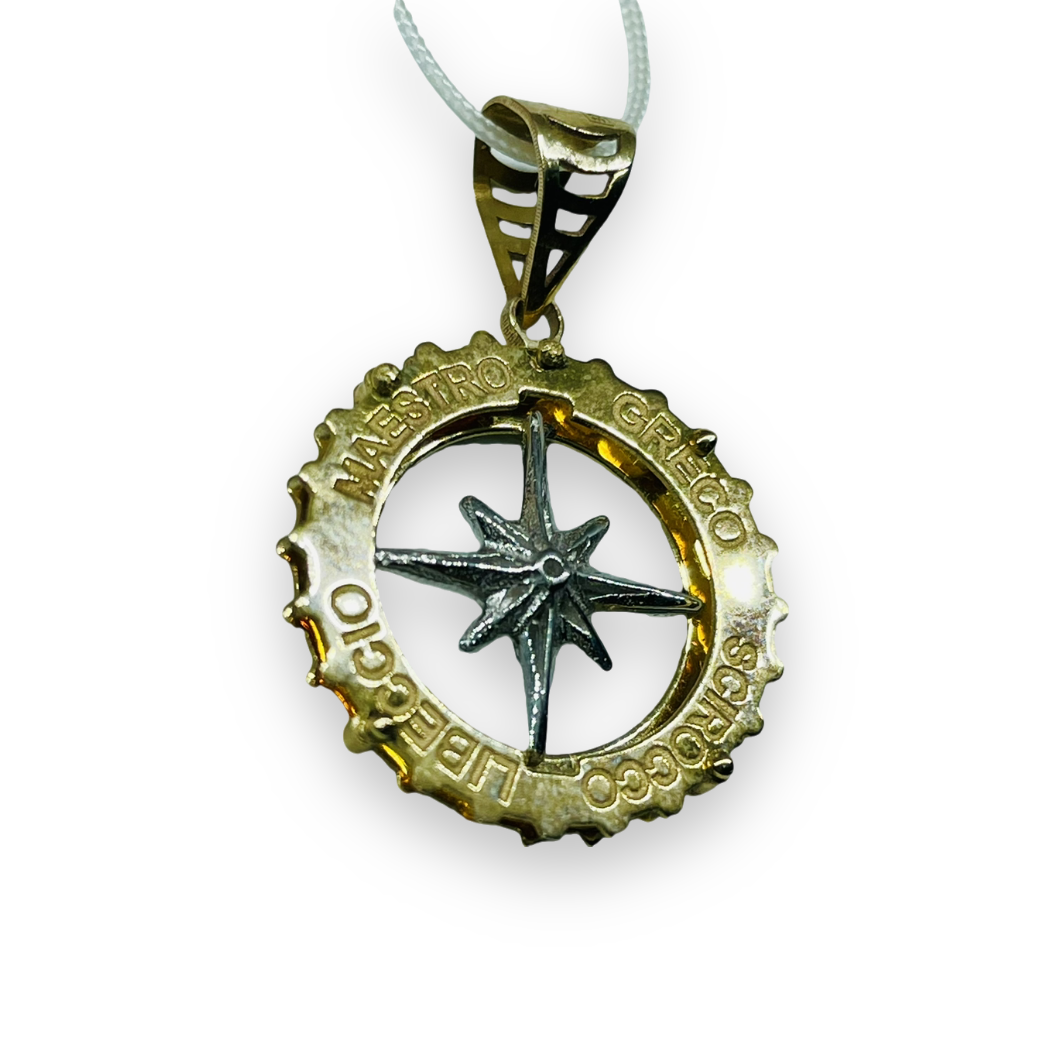 Ciondolo con rosa dei venti Oro Giallo 375 9KT