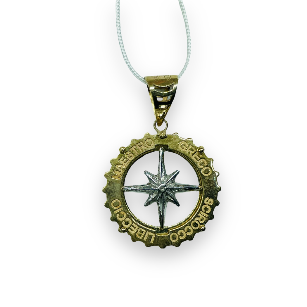 Ciondolo con rosa dei venti Oro Giallo 375 9KT