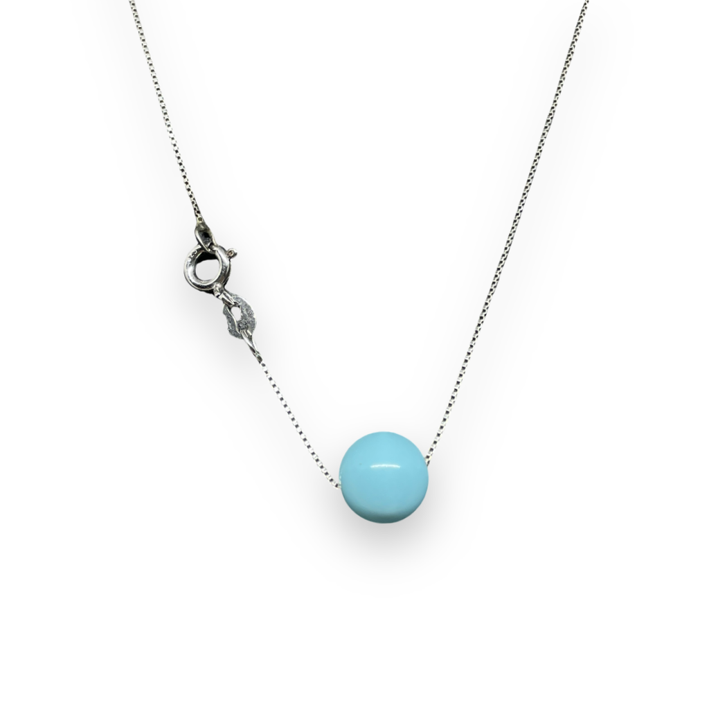 Collana in argento con ciondolo in pasta di turchese 1cm