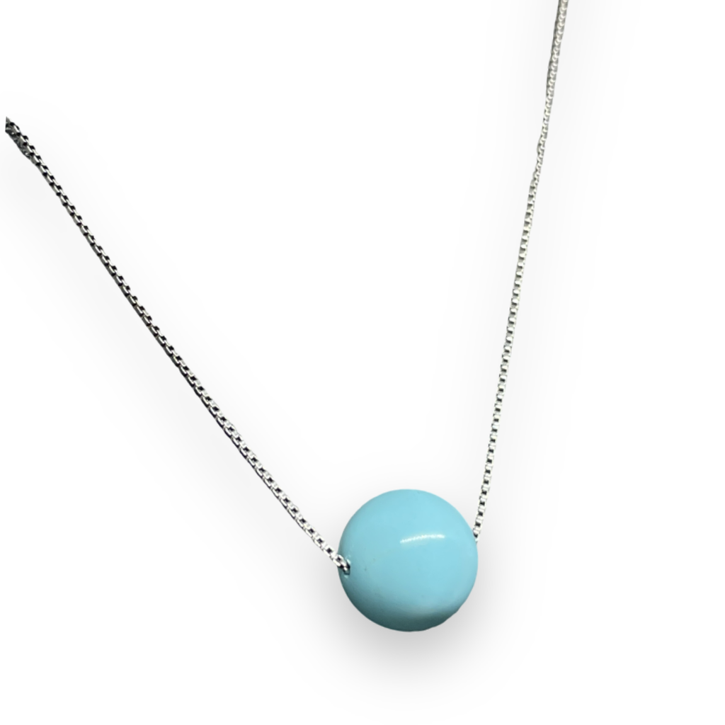Collana in argento con ciondolo in pasta di turchese 1cm