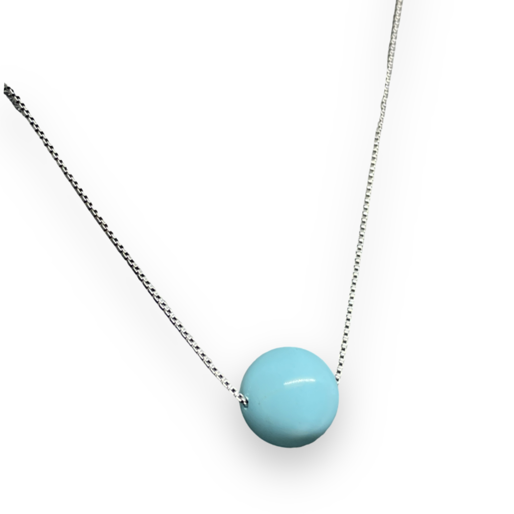 Collana in argento con ciondolo in pasta di turchese 1cm