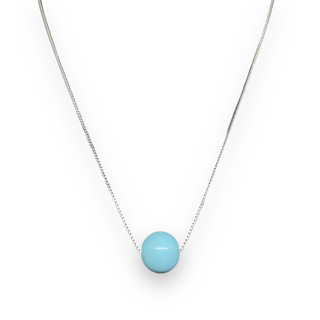 Collana in argento con ciondolo in pasta di turchese 1cm