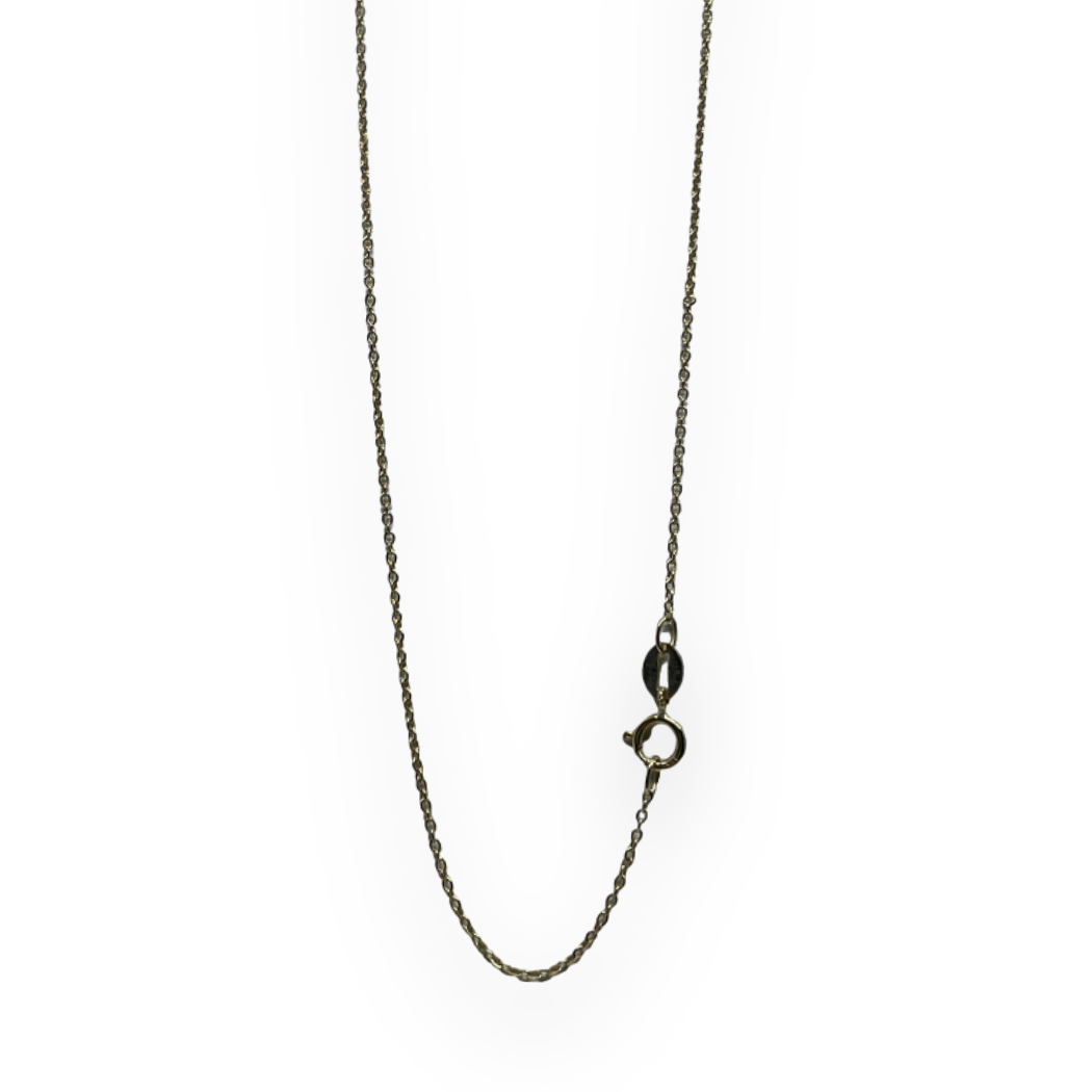 Collana iGold pendete in oro bianco 375 9Kt con punto luce e cornice magenta