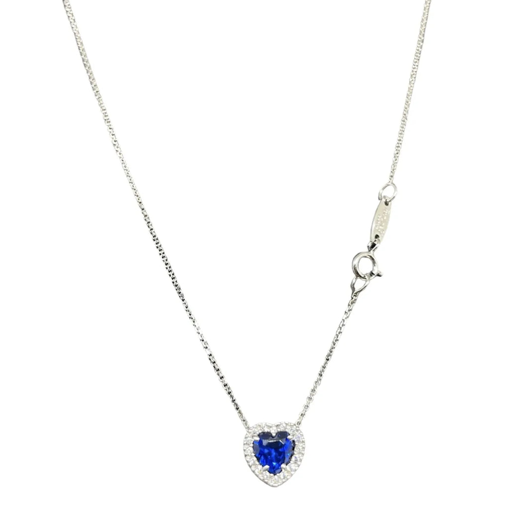 Collana iGold con cuore blu in Oro Bianco 375 9Kt