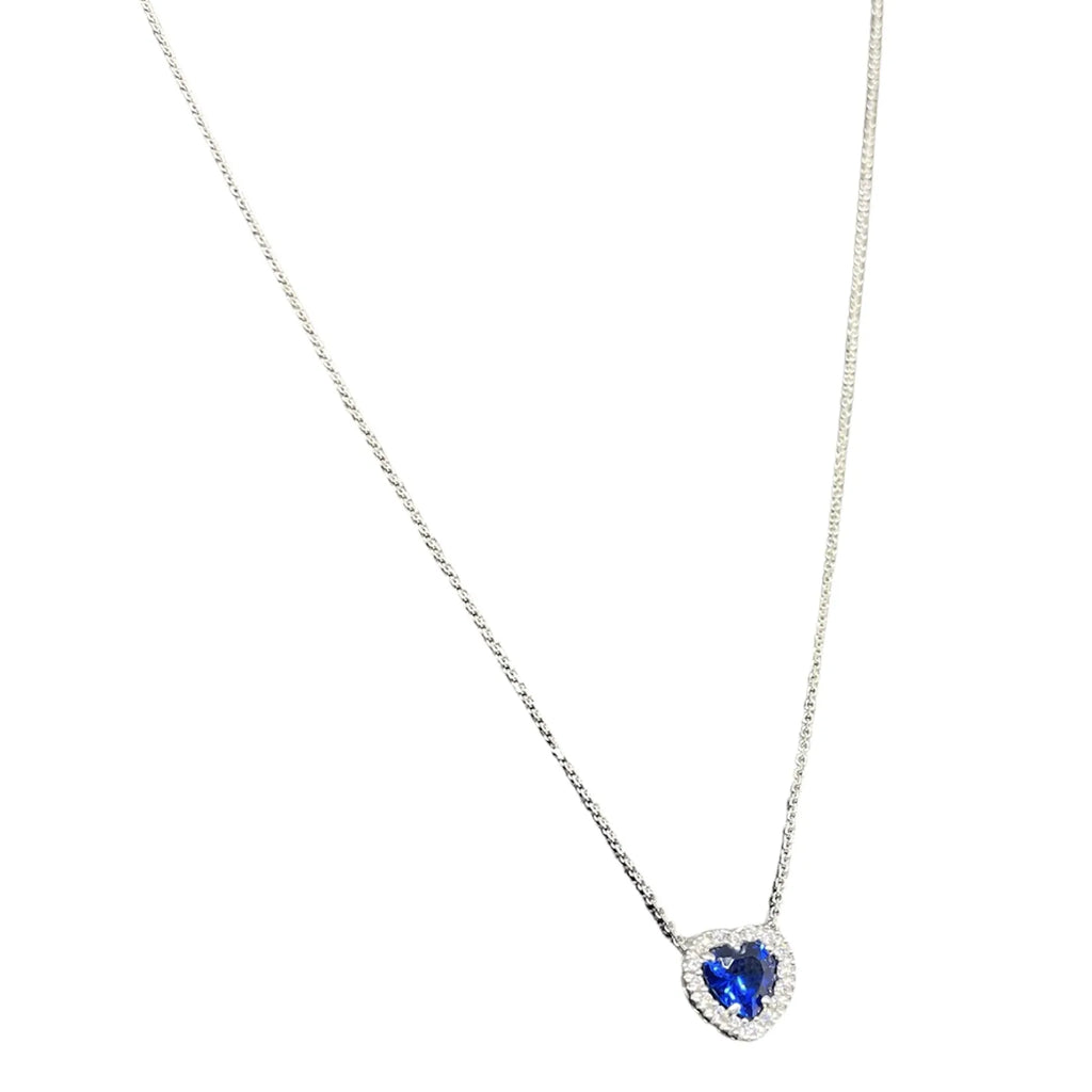 Collana iGold con cuore blu in Oro Bianco 375 9Kt