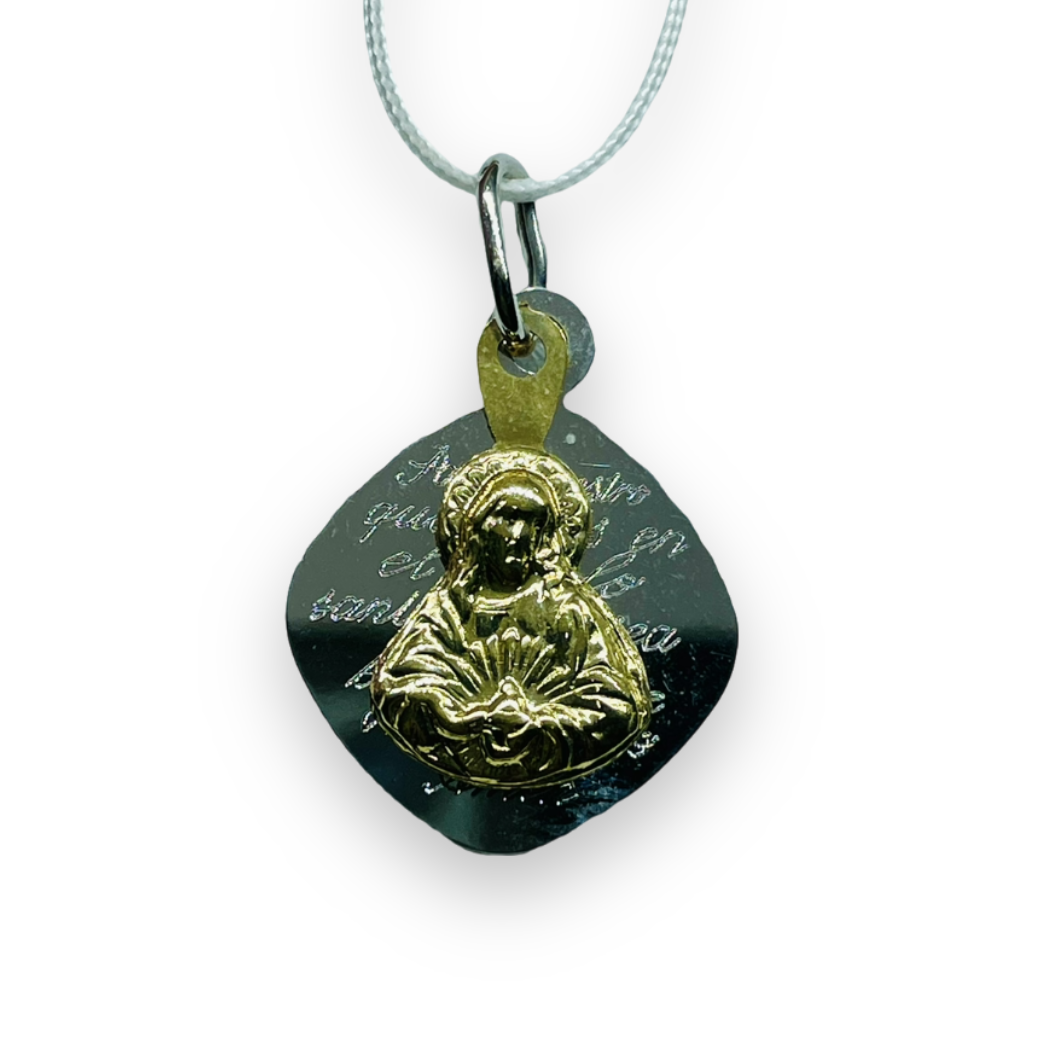 Ciondolo con sagoma Cristo e Plettro in Oro giallo e bianco 375 9KT