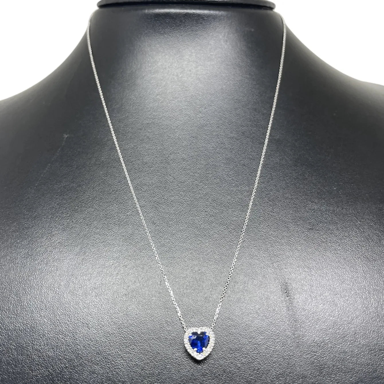 Collana iGold con cuore blu in Oro Bianco 375 9Kt