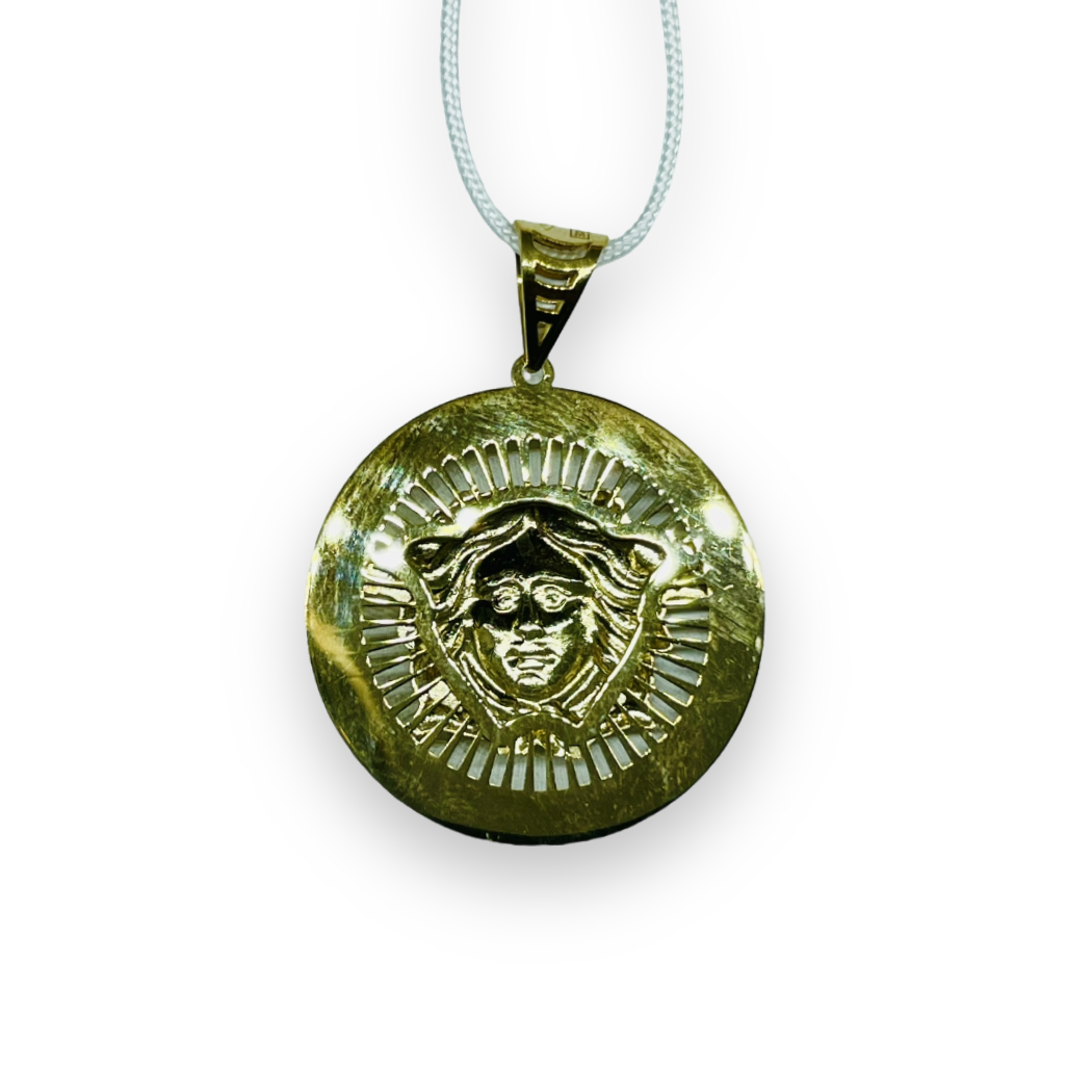 Ciondolo circolare con Medusa in Oro Giallo 375 9KT