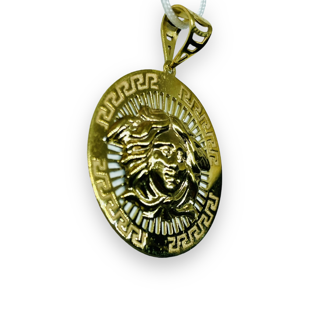 Ciondolo circolare con Medusa in Oro Giallo 375 9KT
