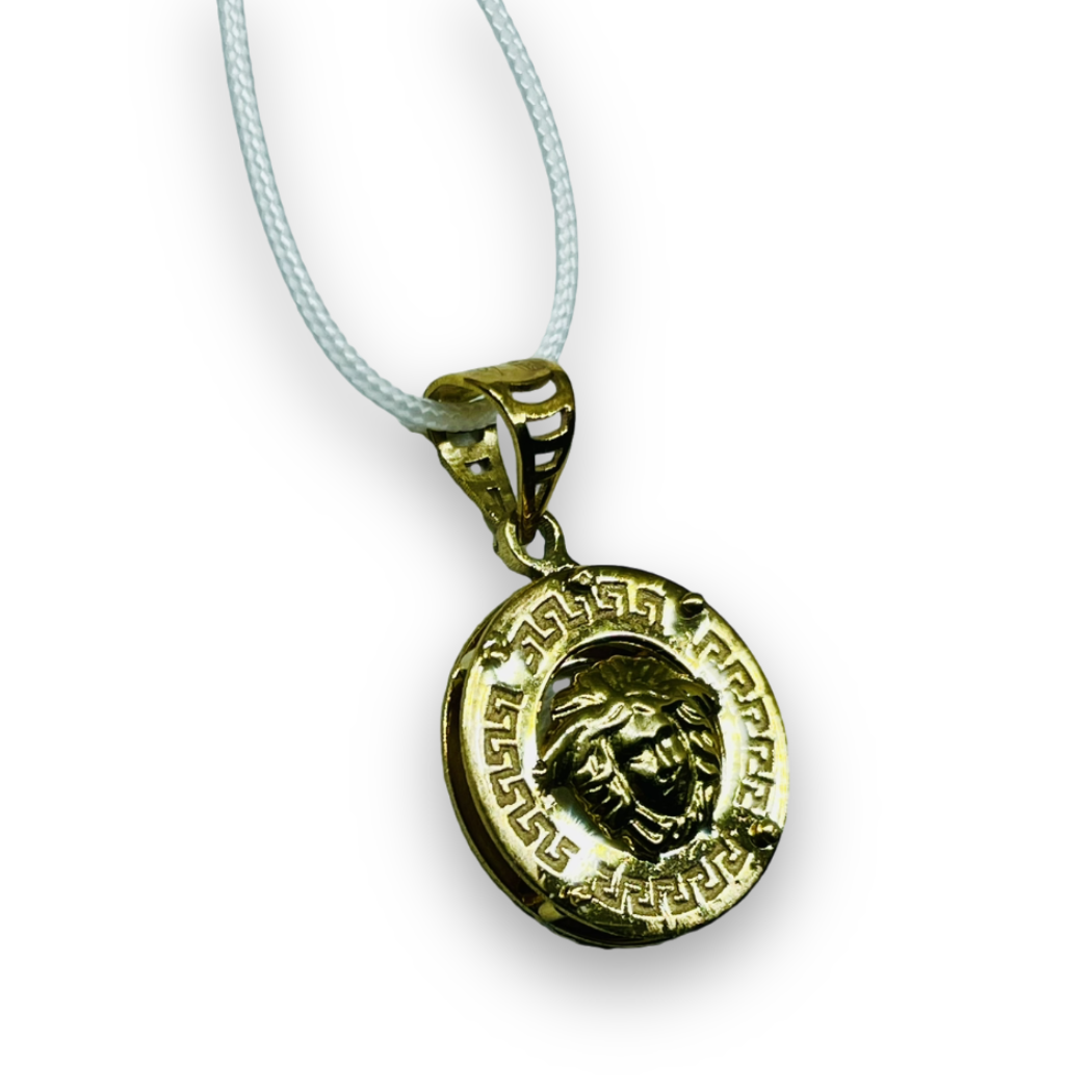 Ciondolo circolare piccolo con Medusa in Oro Giallo 375 9KT