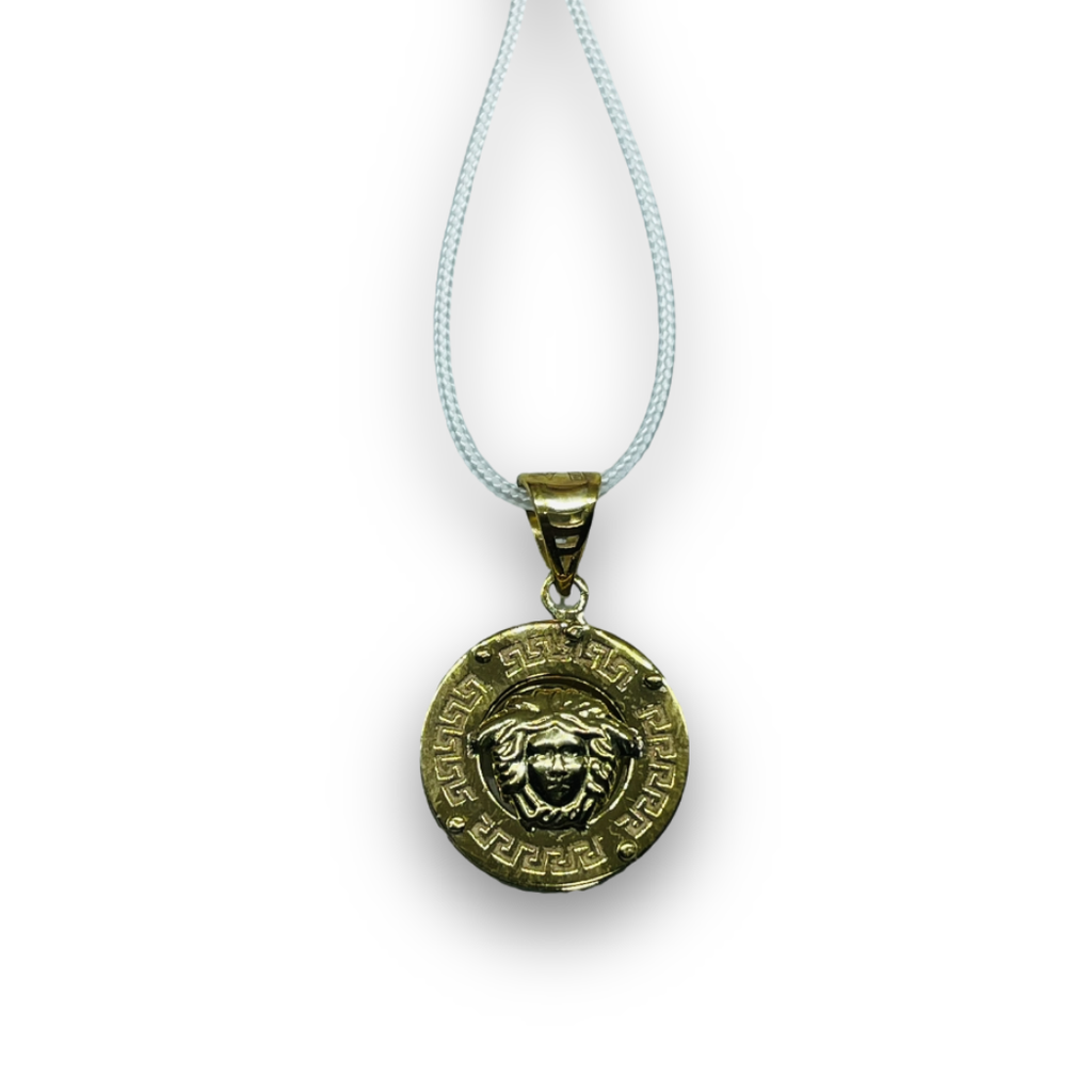 Ciondolo circolare piccolo con Medusa in Oro Giallo 375 9KT