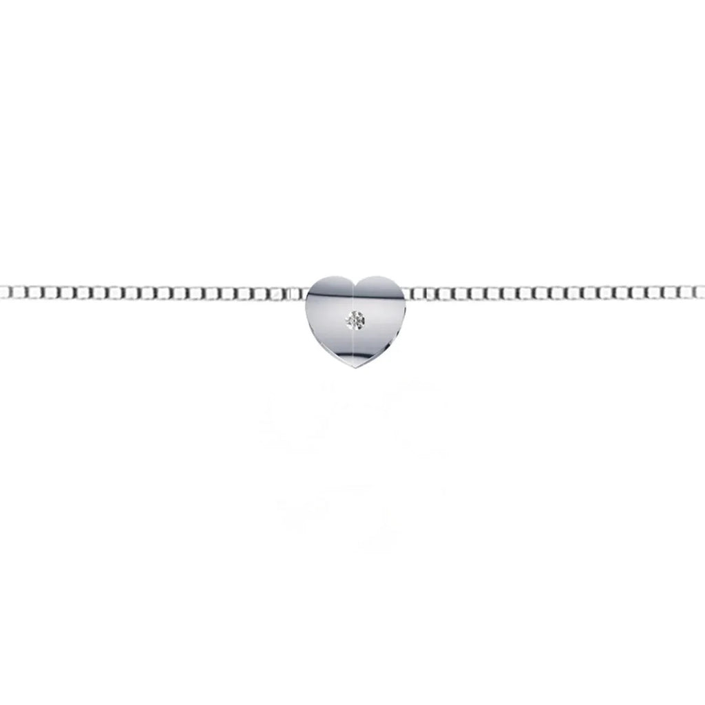 Collana donna in oro bianco con cuore e diamante Donnaoro dhpf9419.001